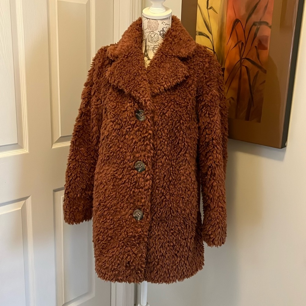 Brown faux fur shell jacket